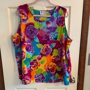 Vintage Maggie Sweet Floral Sleeveless Top 2x